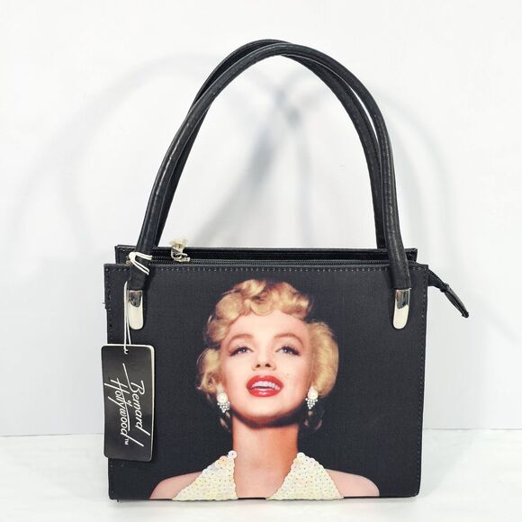 Y2K Bernard of Hollywood Marilyn Monroe Sequin Portrait Black Handbag - Picture 1 of 11